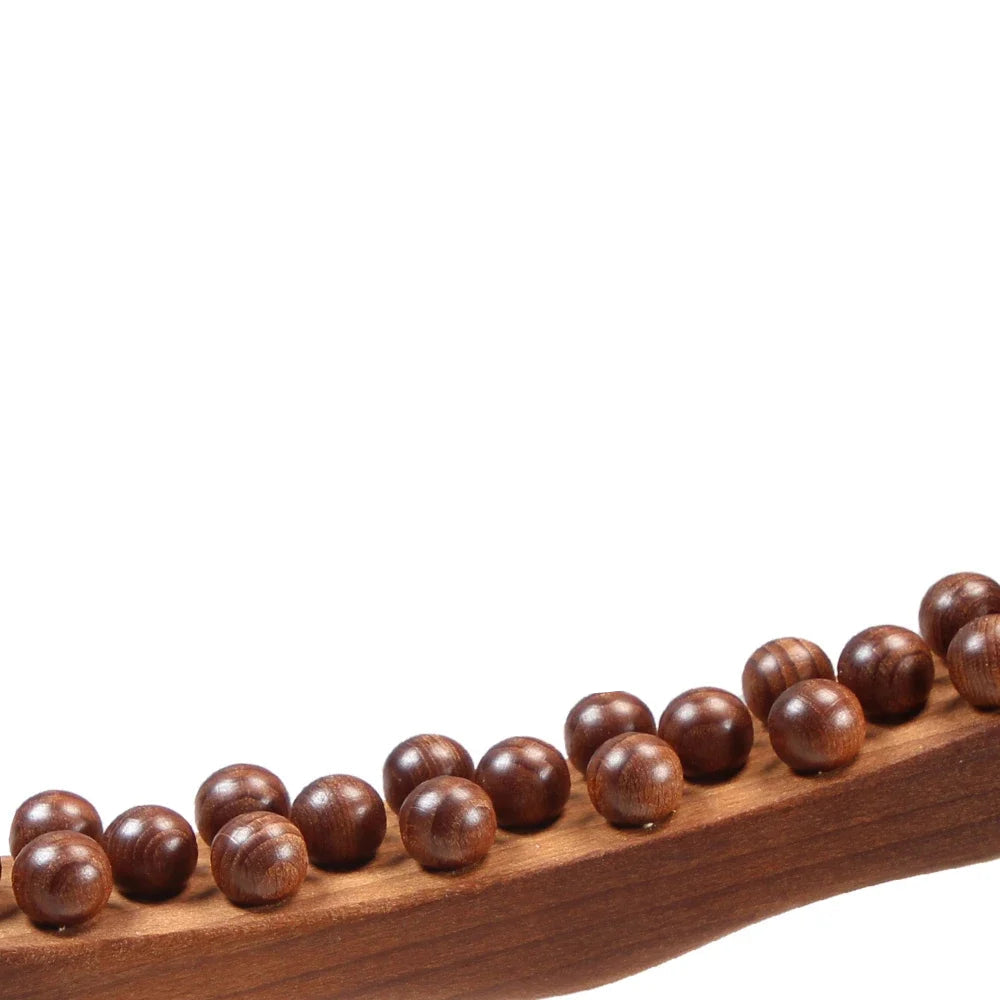 Bâton de Massage 31 Perles Bois – Drainage Lymphatique & Relaxation Musculaire | EZENYA