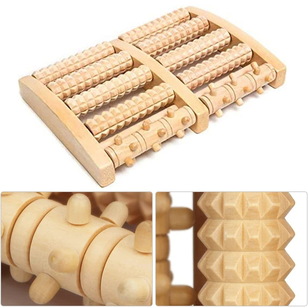 Rouleau de Massage Pieds Bois Traditionnel – Acupression & Détente Naturelle | EZENYA