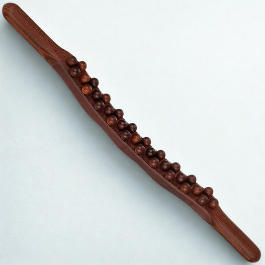 Bâton de Massage 31 Perles Bois – Drainage Lymphatique & Relaxation Musculaire | EZENYA